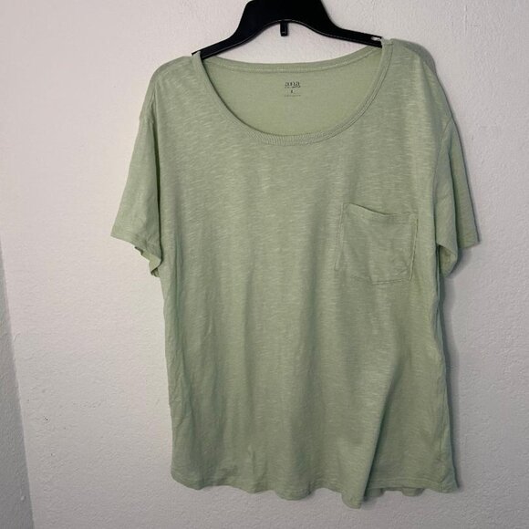Light Green Short Sleeve Tee with Front Pocket - Picture 1 of 4
